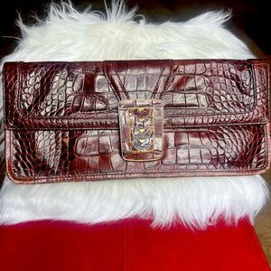 Cole Haan Leather  Brown Clutch